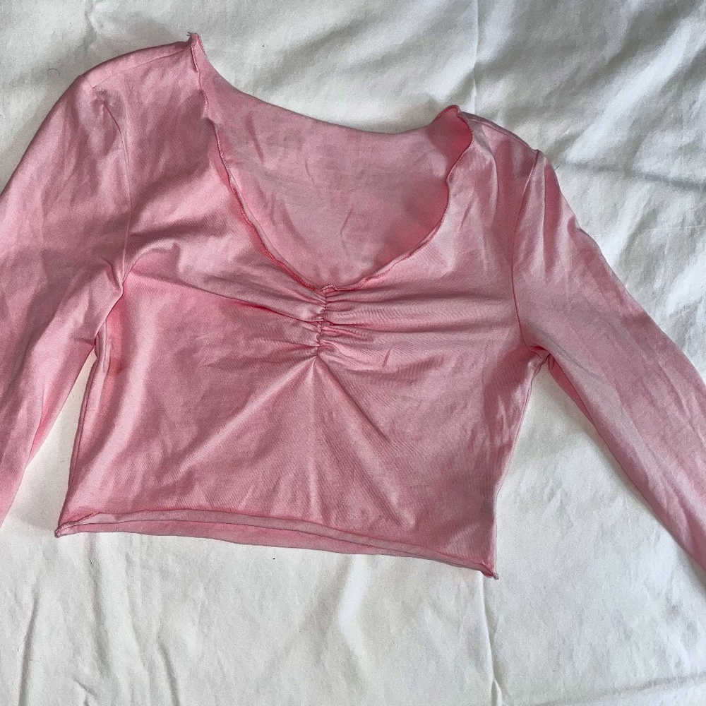 SHEIN pink cropped long sleeve